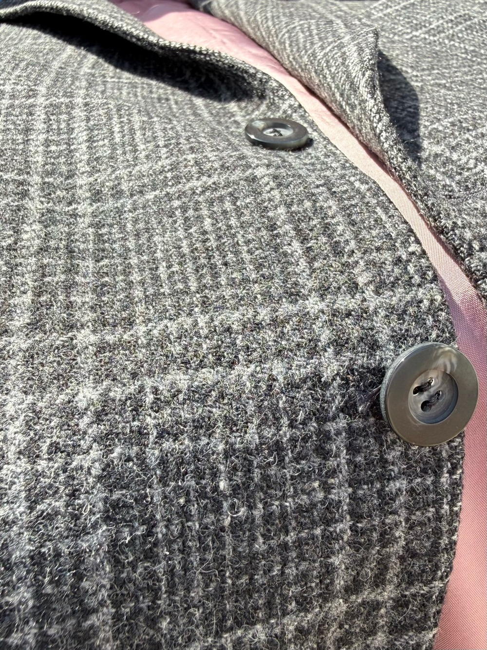 Vintage Mens 50T 50L Tall Gray Plaid Tweed Wool Blazer Sport Coat Big Jacket